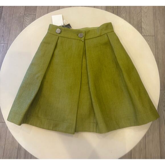 Sportmax Defilé Max Mara $595 Made in Italy Green Pleated Skirt Luxury Size 4 - Picture 1 of 8